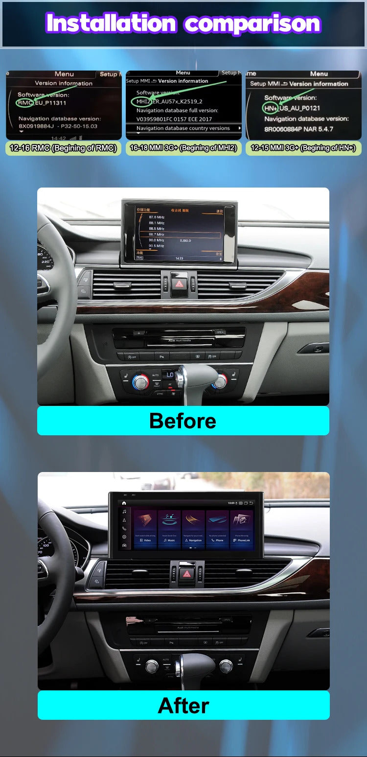 Krando 10.25 Inch Auto GPS Navigation Car Radio For AUDI A6/A6L/A7 2012-2018 Multimedia Player GPS Navigation CarPlay HD Touch