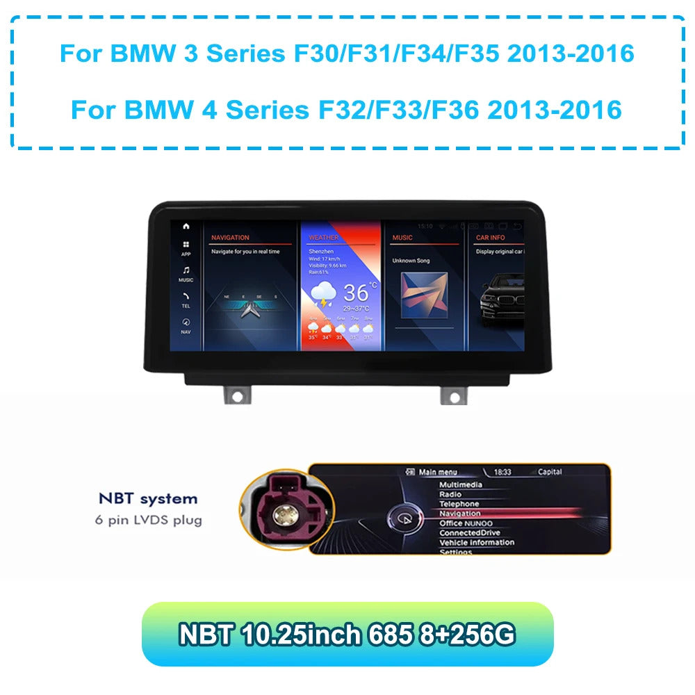 Krando 10.25 Inch Navigation NBT System For BMW 3/4 Series F30/F31/F32/F33/F34/F35/F36 Multimedia Player GPS Navigation CarPlay