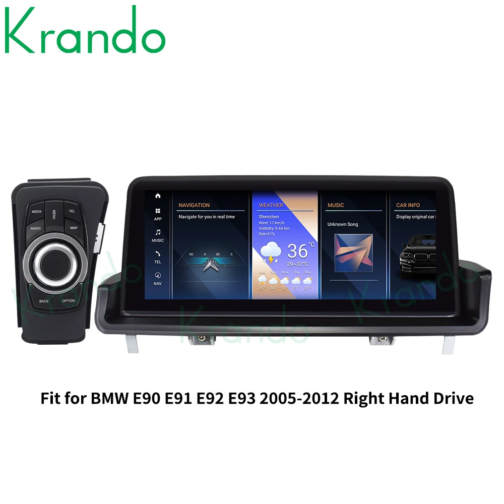 Krando Android 10.25'' Car Radio GPS stereo For BMW 3 Series E90 E91 E92 E93 320d 2005 - 2012 head unit navigation multimedia system wireless carplay android auto