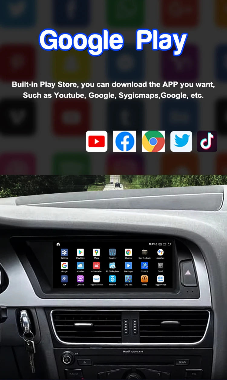 Krando 8.8 Inch Auto NBT Android System For AUDI A4/A4L 2004-2012 GPS Navigation CarPlay HD Touch Screen Head