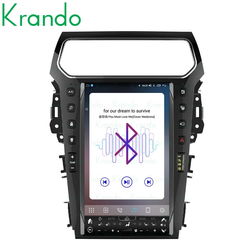 Krando 13.6'' Telsa style verticial screen car radio For Ford Explorer 2011-2020 android navigation multimedia system wifi 4g carplay android auto