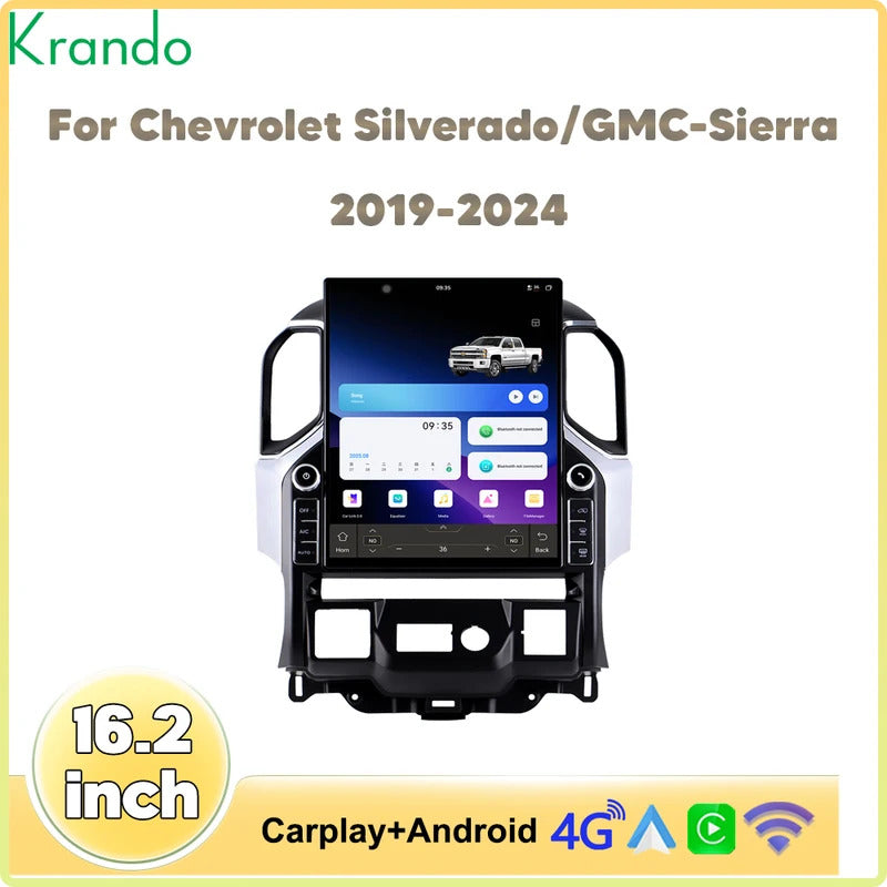 Krando 16.2 Inch DVD Auto Carplay Android Auto Radio For Chevrolet Silverado/GMC-Sierra 2019-2024 CarPlay HD Touch Screen Head