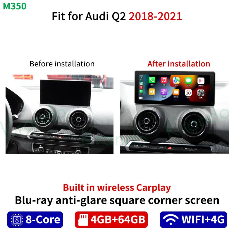 Krando 10.25 Inch Car Radio Android For AUDI Q2/Q2L 2018-2020 Stereo Multimedia Player GPS Navigation CarPlay Screen Head