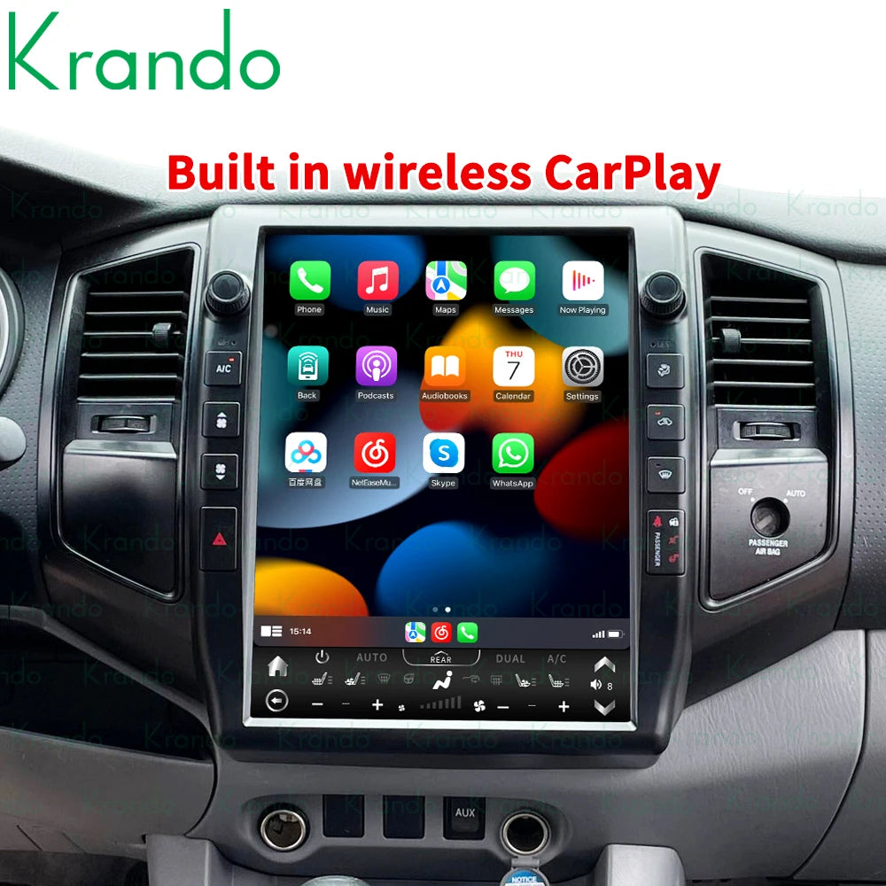 Krando 13" verticial screen Car Radio GPS Android For TOYOTA Tacoma 2 N200 Hilux 2005-2015 Navigaion stereo Multimedia Head Unit Tesla style carplay android auto
