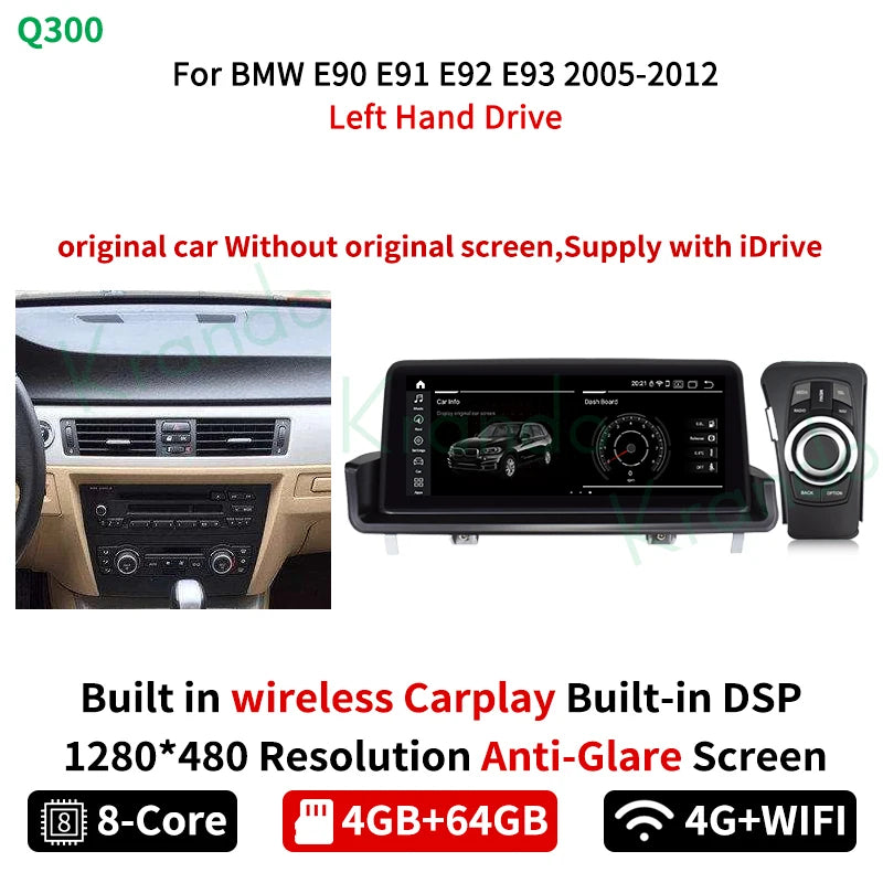 Krando Android 10.25'' Car Radio GPS stereo For BMW 3 Series E90 E91 E92 E93 320d 2005 - 2012 head unit navigation multimedia system wireless carplay android auto