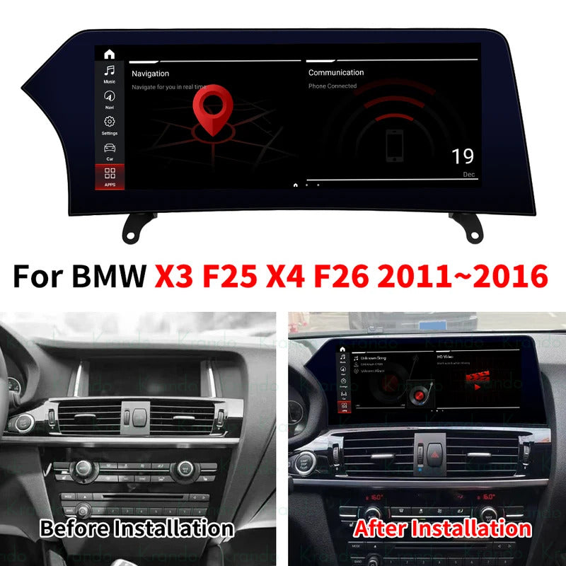 Krando 12.3 Inch Carplay Android For BMW X3 F25 X4 F26 2011-2016 Stereo Multimedia Player GPS Navigation CarPlay Screen Head