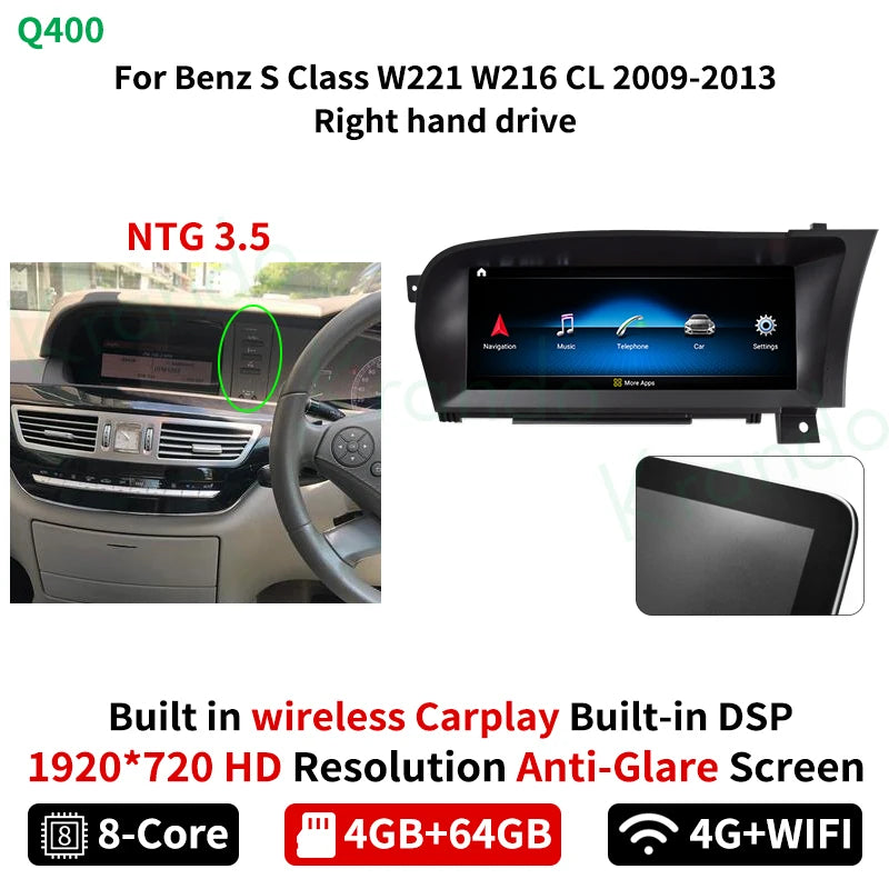 Krando 10.25'' car head unit For Mercedes Benz S Class W221 W216 2005-2013 radio gps stereo multimedia navigation system carplay android auto right hand drive