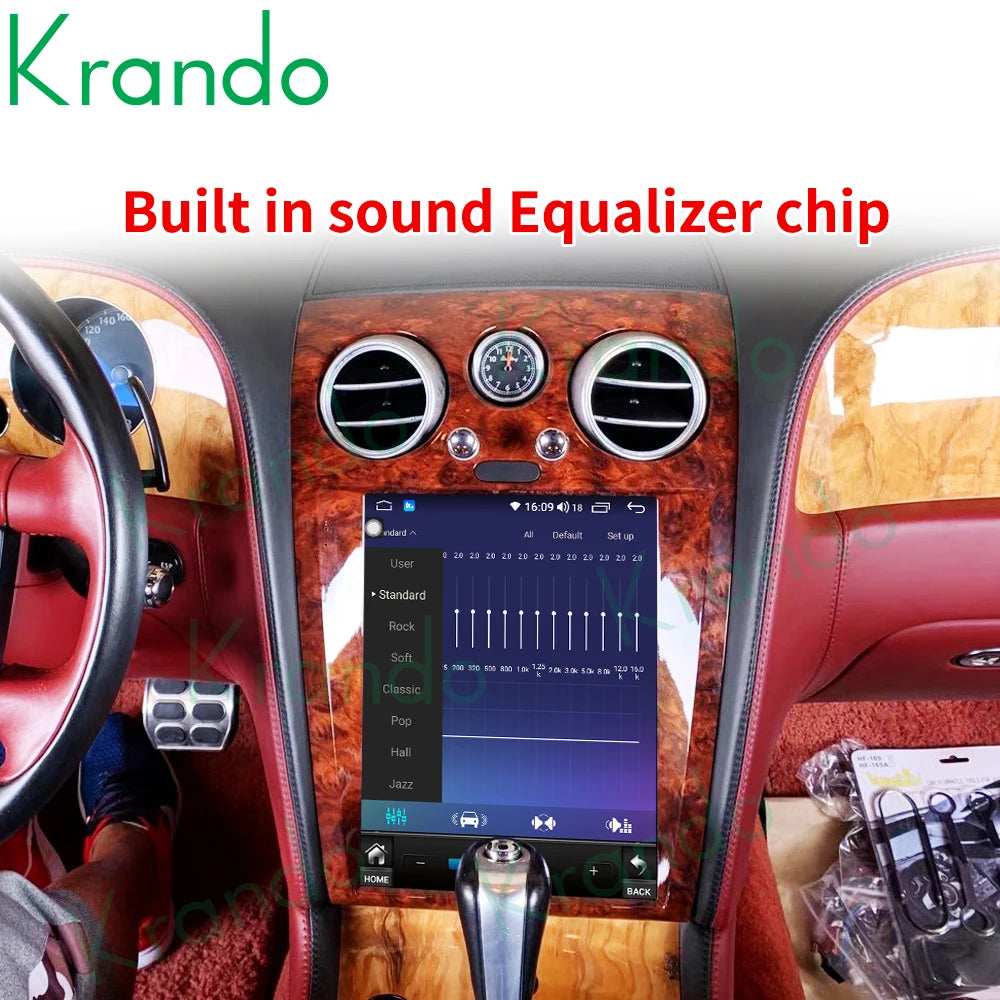 Krando 12.1" Tesla Style Vertical Screen android car radio gps stereo navigation system for Bentley Flying Spur 2004-2012 Head Unit multimedia System carplay android auto 4g sim card