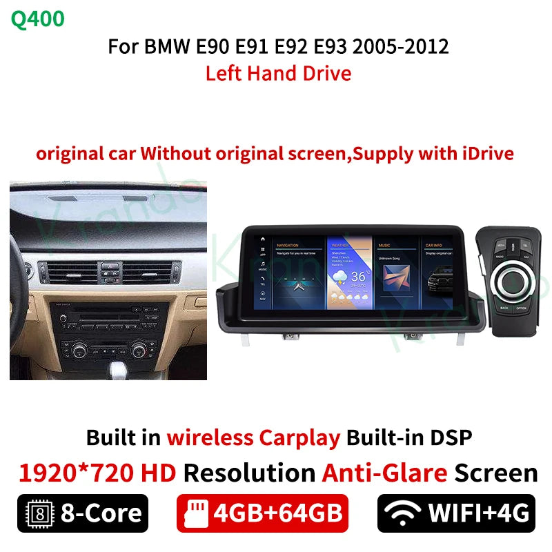 Krando Android 10.25'' Car Radio GPS stereo For BMW 3 Series E90 E91 E92 E93 320d 2005 - 2012 head unit navigation multimedia system wireless carplay android auto