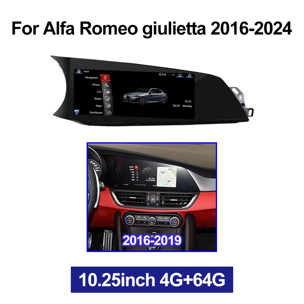 Krando 10.25" Android car navigation for Alfa Romeo Giulietta 2016-2024 car multimedia radio gps stereo wifi 4g carplay android auto