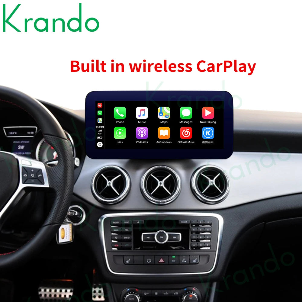 Krando 12.3" android car Radio gps stereo For Mercedes-Benz A W176 CLA C117 GLA X156 2012-2018 NTG 4.5 5.0 head unit navigation multimedia system carplay android auto 4g sim card