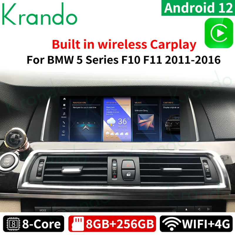 Krando 10.25 Car Carplay Android 4G For BMW 5 Series F10/F11 2011-2012 Stereo Multimedia Player GPS Navigation CarPlay HD Touch