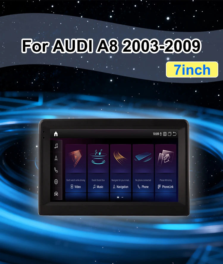 Krando 7'' Car Radio Auto GPS Carplay Android For AUDI A8 2003-2009 Car Multimedia GPS 4G autoradio