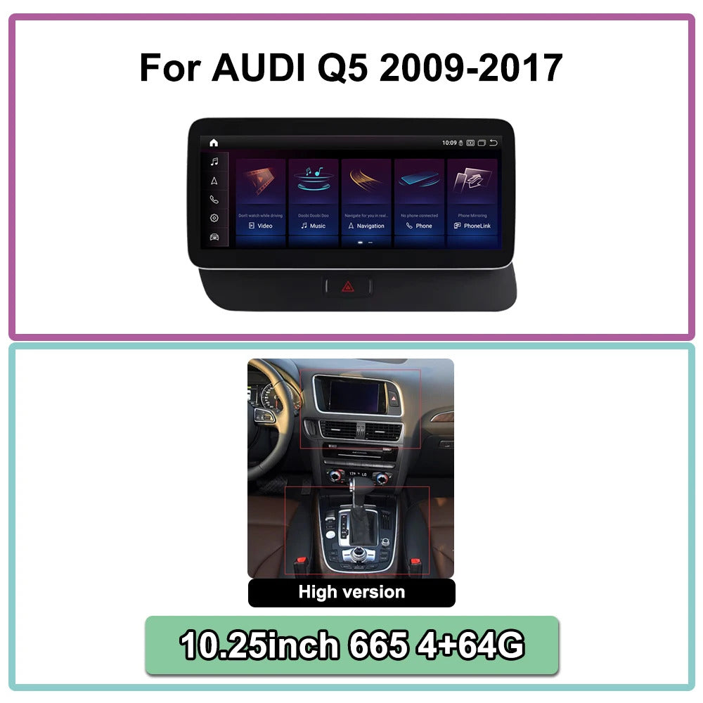 Krando 10.25 Inch Auto GPS Navigation Car Radio For AUDI Q5 2009-2017 Multimedia Player GPS Navigation CarPlay HD Touch