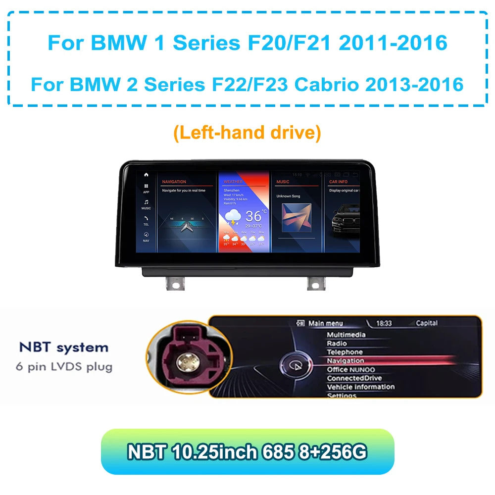 Krando 10.25'' Android Carplay Car Radio Car Multimedia for BMW 1/2 Series F20/F21/F22 F23 2011-2016 GPS Stereo Screen