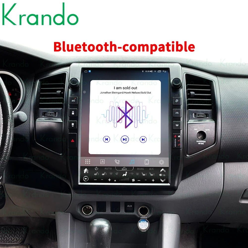 Krando 13" verticial screen Car Radio GPS Android For TOYOTA Tacoma 2 N200 Hilux 2005-2015 Navigaion stereo Multimedia Head Unit Tesla style carplay android auto