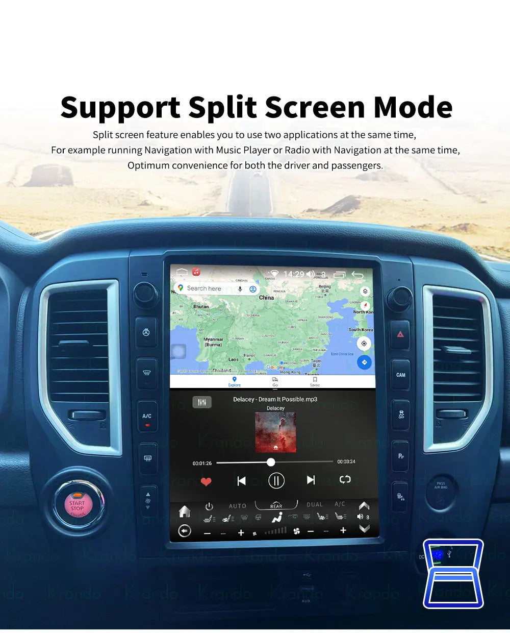 Krando 13''Telsa Auto Car Radio Android Carplay For Nissan Titan (XD) 2016-2019 Car Multimedia GPS 4G autoradio GPS Navigation