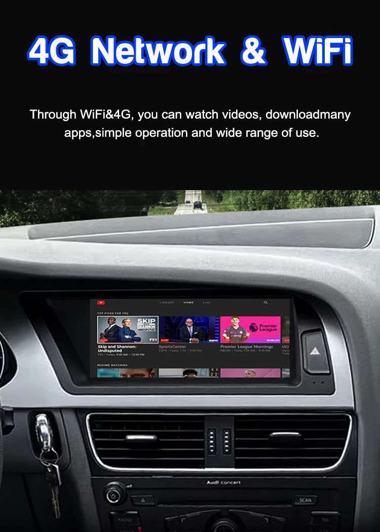 Krando 8.8 Inch Auto NBT Android System For AUDI A4/A4L 2004-2012 GPS Navigation CarPlay HD Touch Screen Head