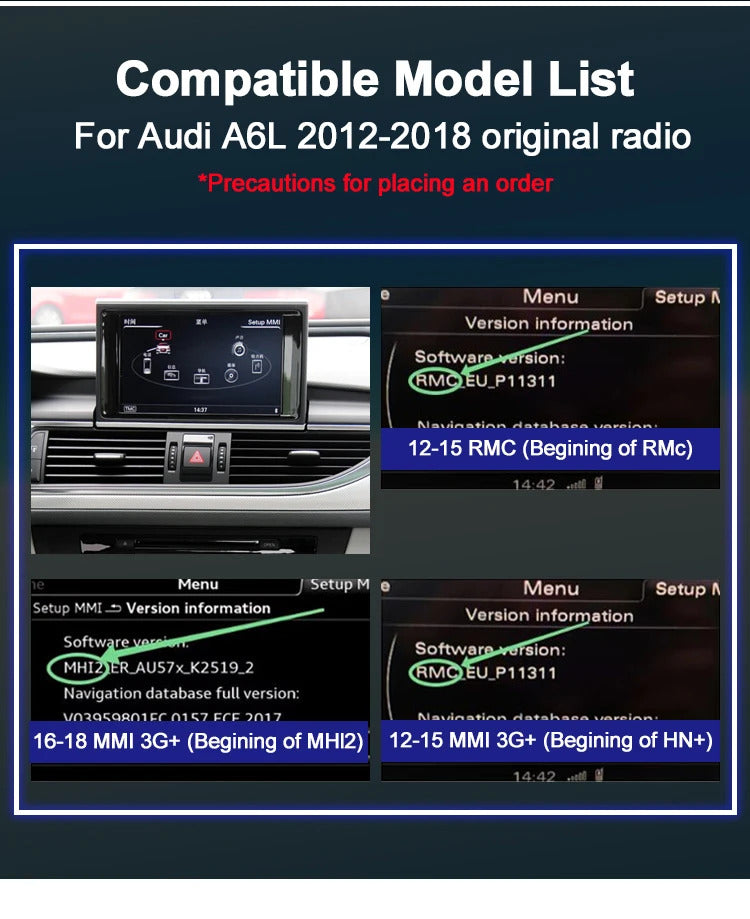 Krando 14.9 Inch Auto NBT System For AUDI A6/A6L/A7 2012 Stereo Multimedia Player GPS Navigation CarPlay HD Touch Screen Head