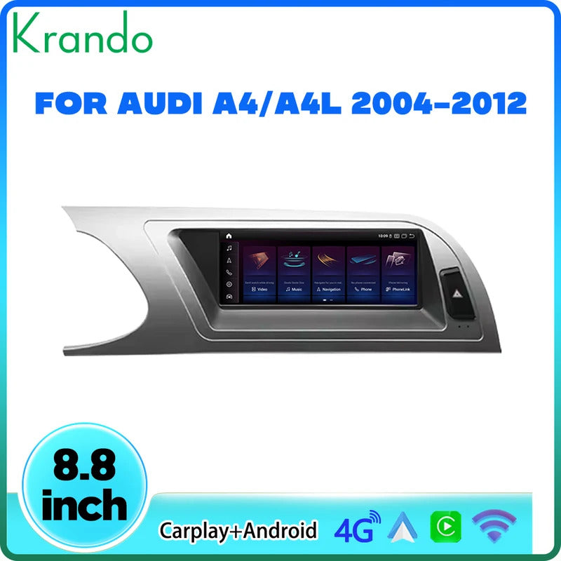 Krando 8.8 Inch Auto NBT Android System For AUDI A4/A4L 2004-2012 GPS Navigation CarPlay HD Touch Screen Head