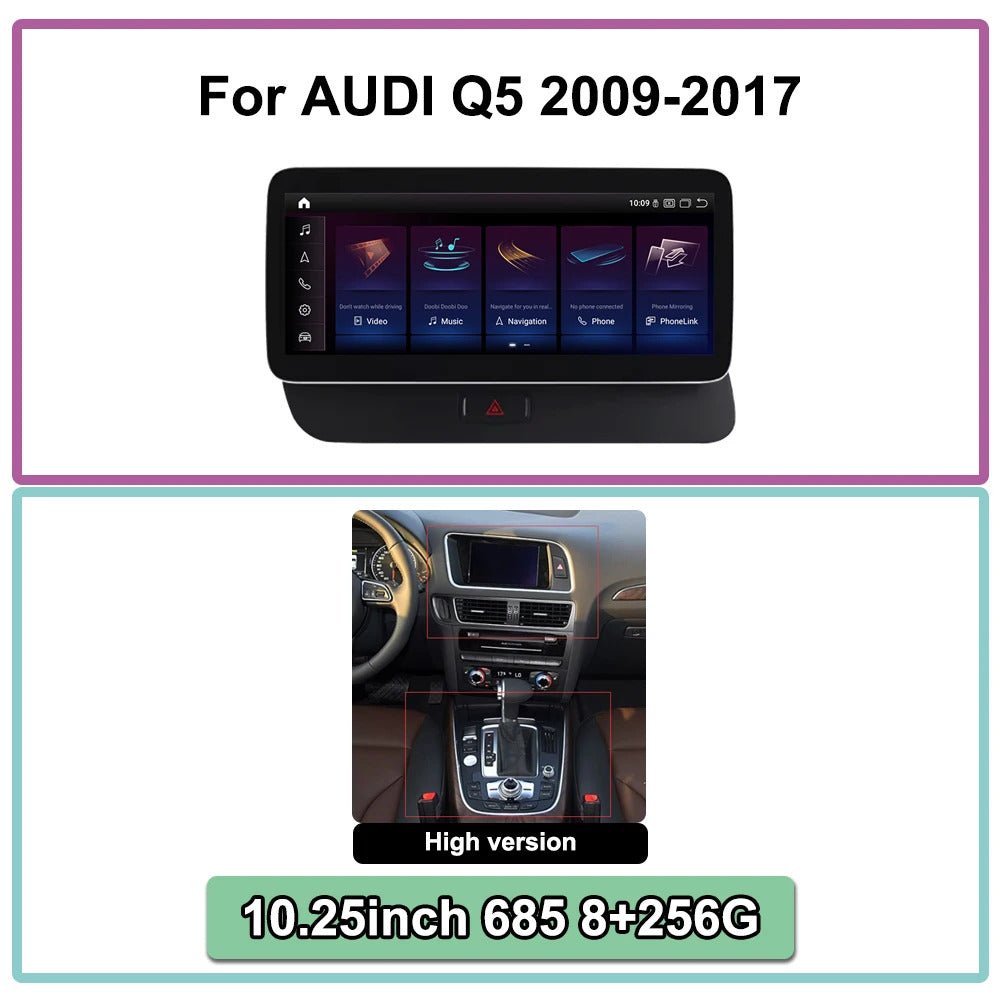 Krando 10.25 Inch Auto GPS Navigation Car Radio For AUDI Q5 2009-2017 Multimedia Player GPS Navigation CarPlay HD Touch