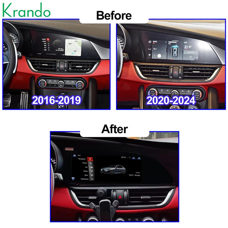 Krando 10.25" Android car navigation for Alfa Romeo Giulietta 2016-2024 car multimedia radio gps stereo wifi 4g carplay android auto