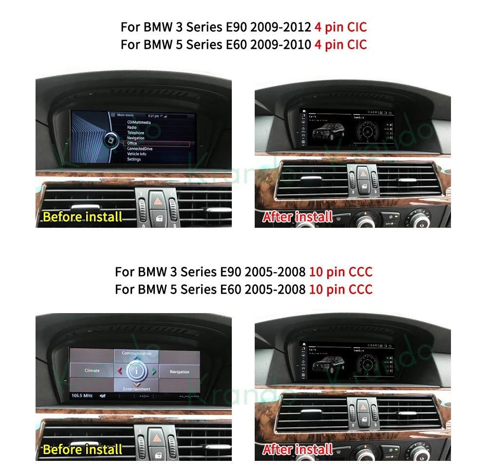 Krando 14.9 Inch Car Radio Android For BMW 3 Series E90 2005-2012 Stereo Multimedia Player GPS Navigation CarPlay Screen Head