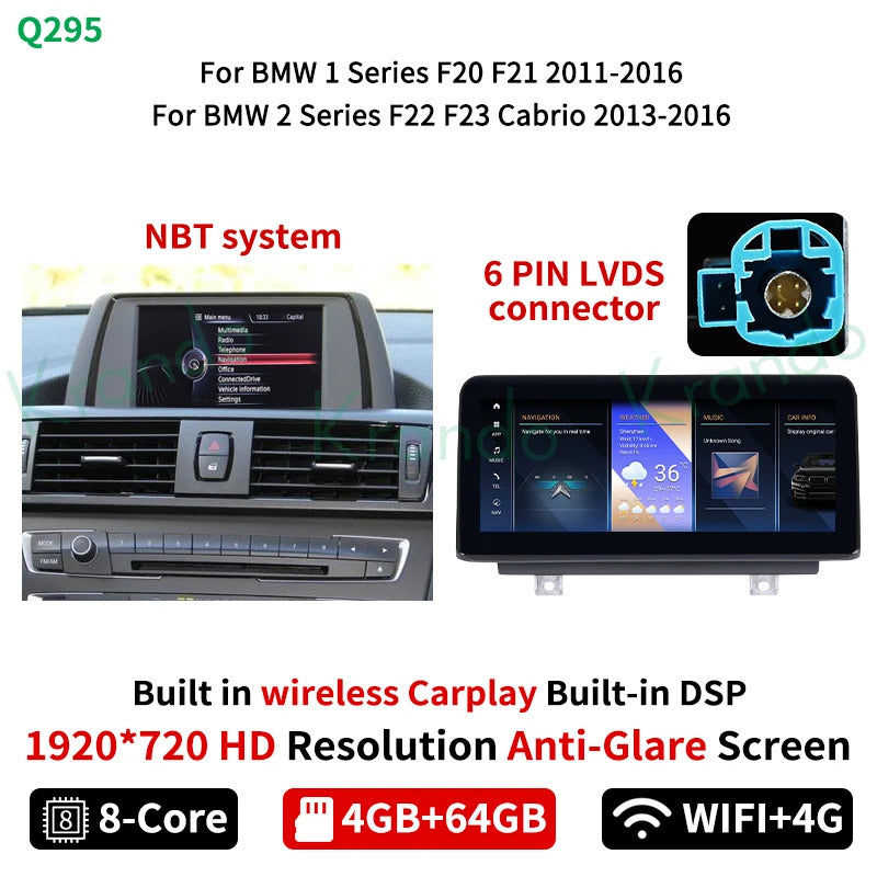 Krando 10.25'' Carplay Android DVD For BMW 1 Series F20/F21 2 Series F22/F23 Car Multimedia GPS 4G autoradio Player Stereo