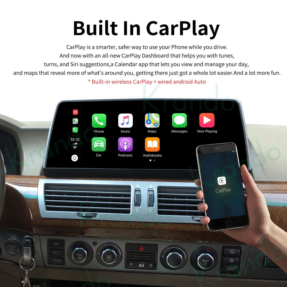 Krando 12.3'' GPS Navigation Carplay Car Radio For BMW 7 Series E65/E66 2004-2009 Video Player Stereo Auto GPS Navigation