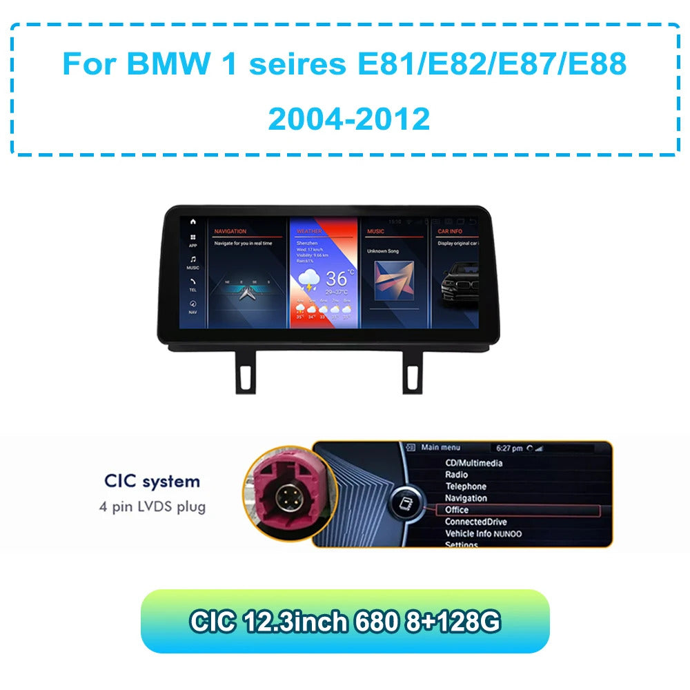 Krando 12.3 Inch Car Radio Carplay For BMW 1 seires E87/E81/E88 Stereo Multimedia Player GPS Navigation CarPlay HD Touch