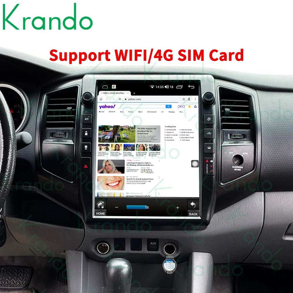 Krando 13" verticial screen Car Radio GPS Android For TOYOTA Tacoma 2 N200 Hilux 2005-2015 Navigaion stereo Multimedia Head Unit Tesla style carplay android auto