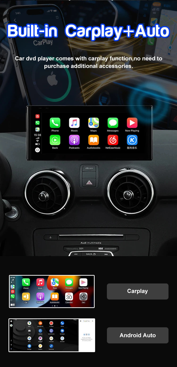 Krando 10.25 Inch Auto GPS Navigation Car Radio For AUDI A1 2010-2018 Multimedia Player GPS Navigation CarPlay HD Touch