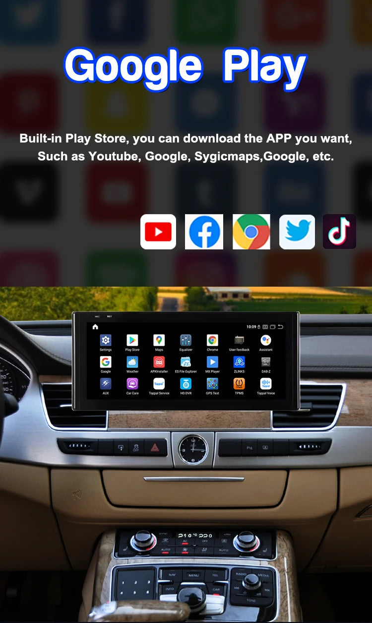 Krando 12.3 Inch Android Auto Radio Screen For AUDI A8 2010-2017 CarPlay HD Touch Screen Head