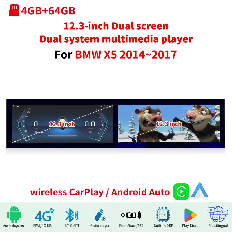 Krando 24.6'' Car Navigation for BMW X5 X6 F15 F16 2013 - 2017 Android Autoradio Screen Wireless Carplay Multimedia Head Unit