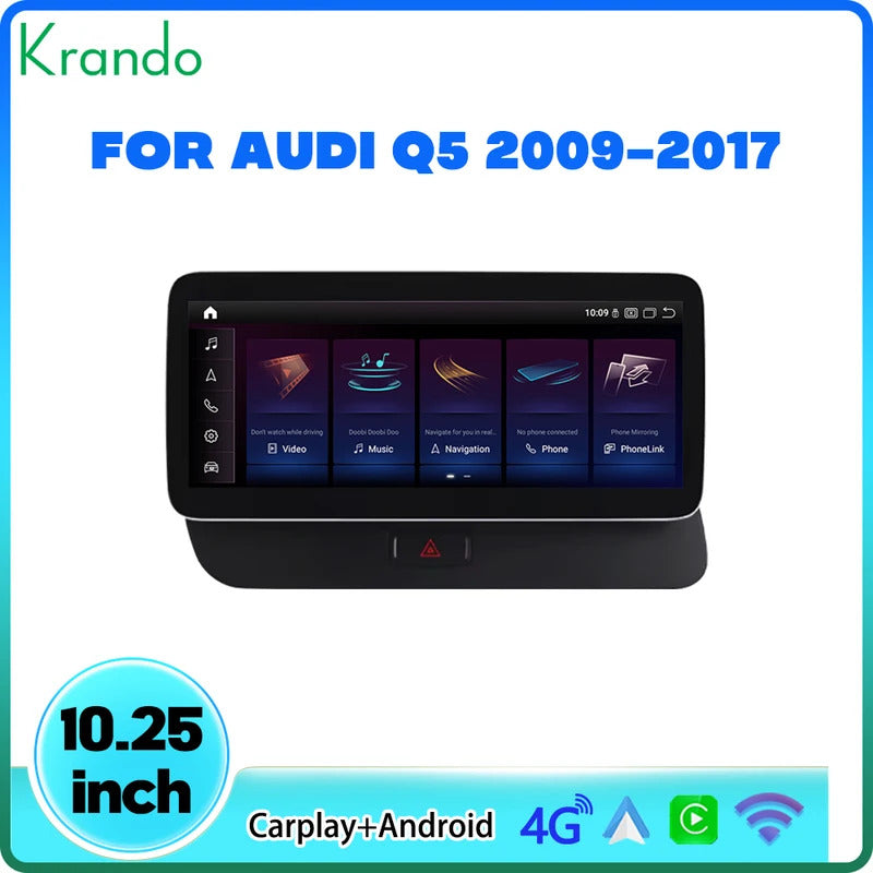 Krando 10.25 Inch Auto GPS Navigation Car Radio For AUDI Q5 2009-2017 Multimedia Player GPS Navigation CarPlay HD Touch