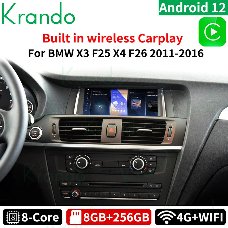 Krando 12.3'' Android Auto GPS Multimedia Video For BMW X3 X4 F25 F26 DVD Video Player Stereo Auto GPS Navigation
