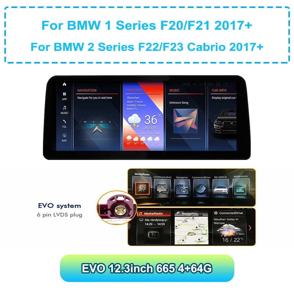 Krando 12.3'' Android Carplay Car Radio Car Multimedia for BMW 1/2 Series F20/F21/F22 F23 GPS Stereo Screen LHD