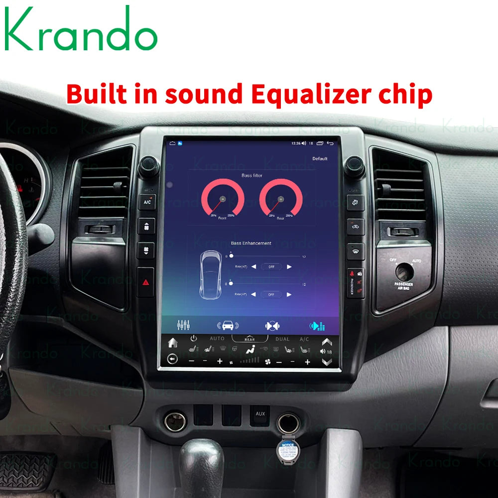 Krando 13" verticial screen Car Radio GPS Android For TOYOTA Tacoma 2 N200 Hilux 2005-2015 Navigaion stereo Multimedia Head Unit Tesla style carplay android auto