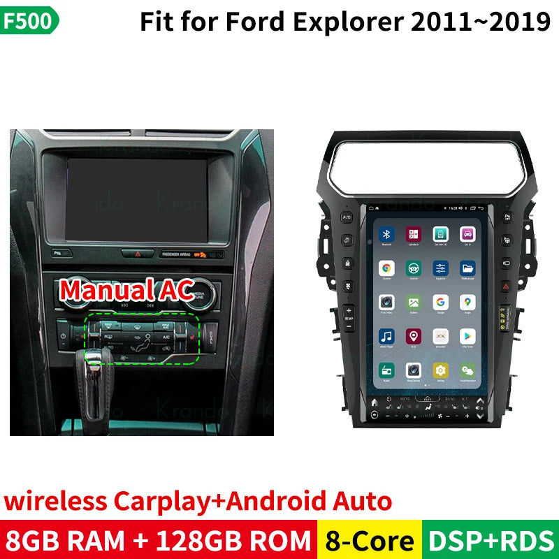 Krando 13.6'' Telsa style verticial screen car radio For Ford Explorer 2011-2020 android navigation multimedia system wifi 4g carplay android auto