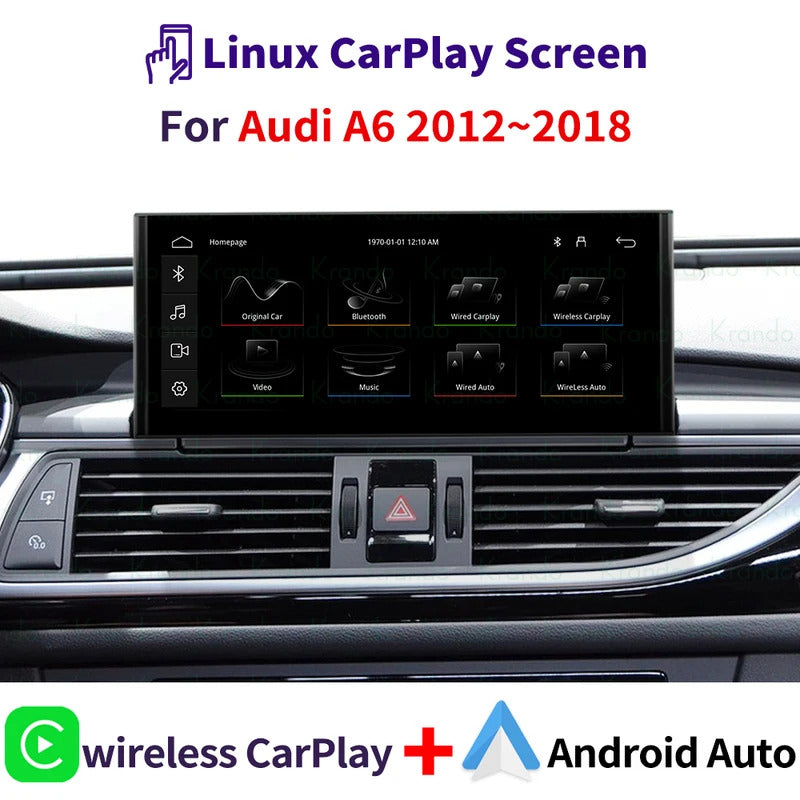 Krando 10.25 Inch DVD Auto Carplay Android Auto Radio For AUDI A6/A6L/A7 2012-2018 CarPlay HD Touch Screen Head