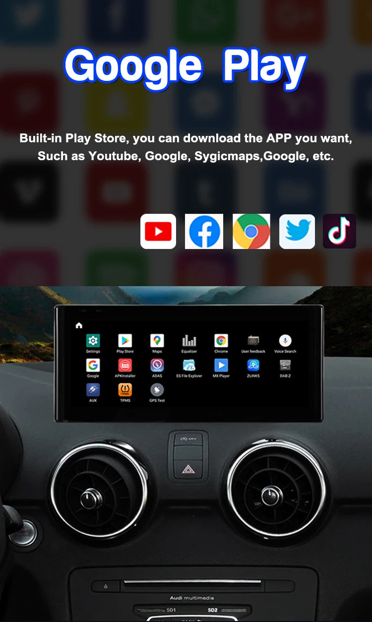 Krando 10.25 Inch Auto GPS Navigation Car Radio For AUDI A1 2010-2018 Multimedia Player GPS Navigation CarPlay HD Touch