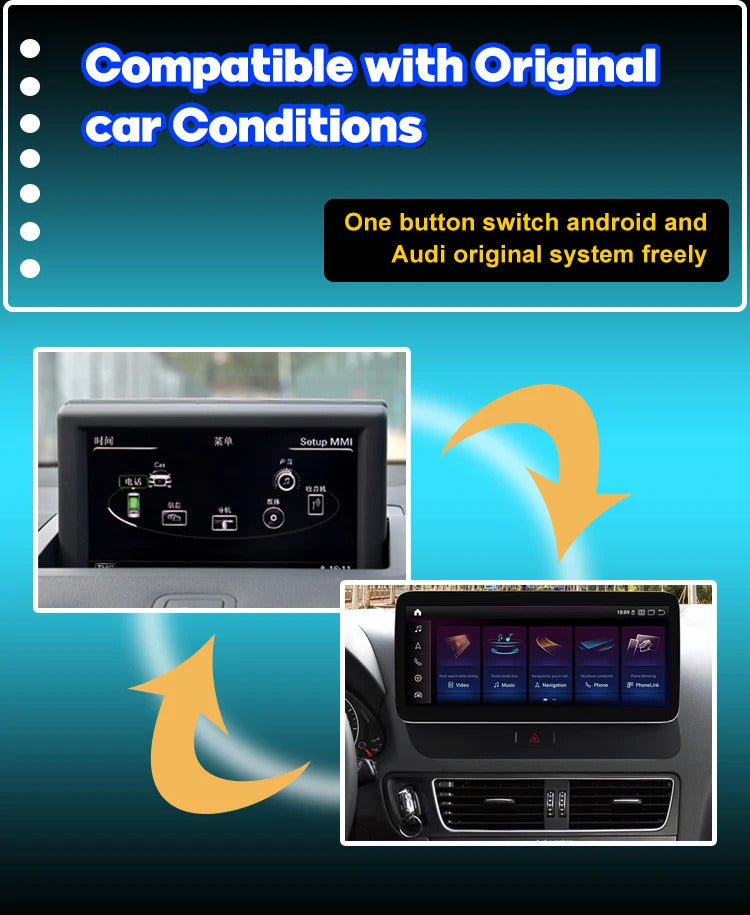 Krando 10.25 Inch Auto GPS Navigation Car Radio For AUDI Q5 2009-2017 Multimedia Player GPS Navigation CarPlay HD Touch