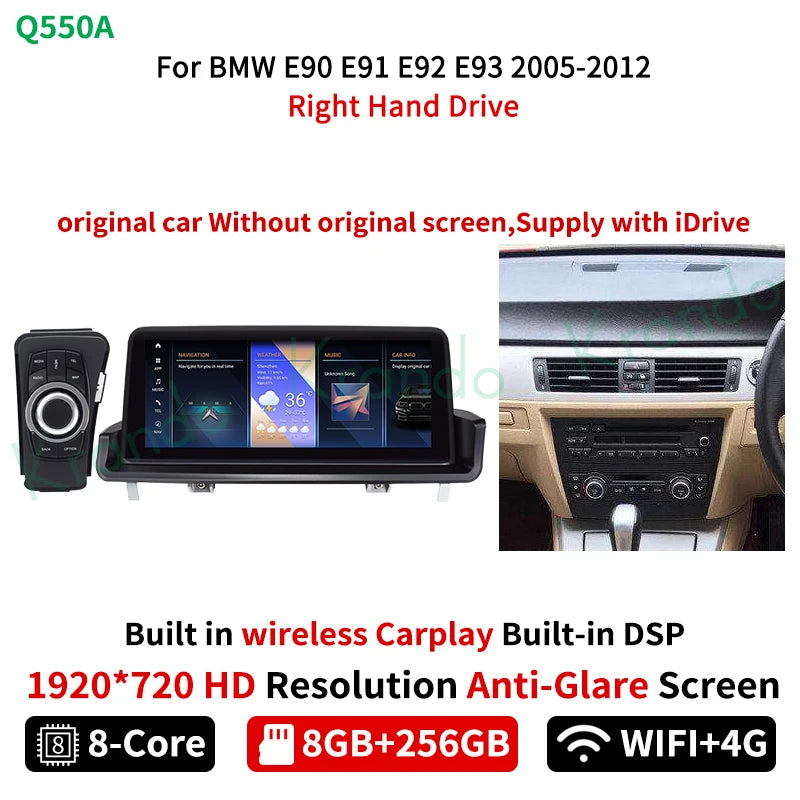 Krando Android 10.25'' Car Radio GPS stereo For BMW 3 Series E90 E91 E92 E93 320d 2005 - 2012 head unit navigation multimedia system wireless carplay android auto