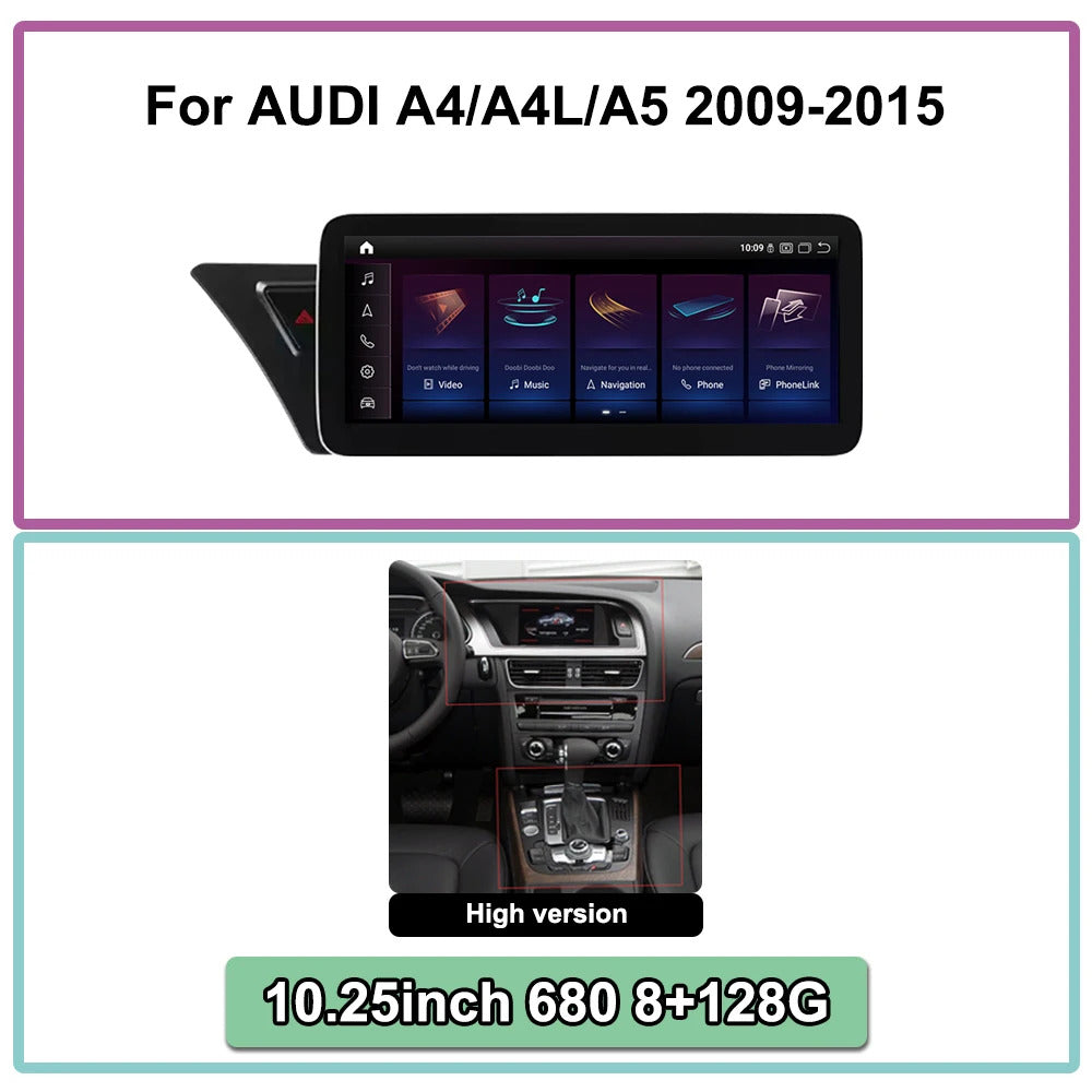 Krando 10.25 Inch Auto GPS Navigation For AUDI A4/A4L/A5 2009-2015 Stereo Multimedia Player GPS Navigation CarPlay Screen Head