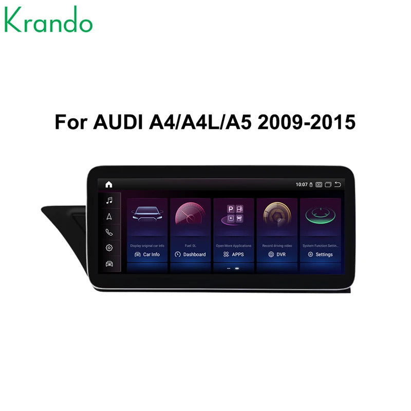 Krando 12.3'' Car Radio For AUDI A4/A4L/A5 2009-2015 Wireless CarPlay Android Auto Multimedia Player display GPS Head Unit