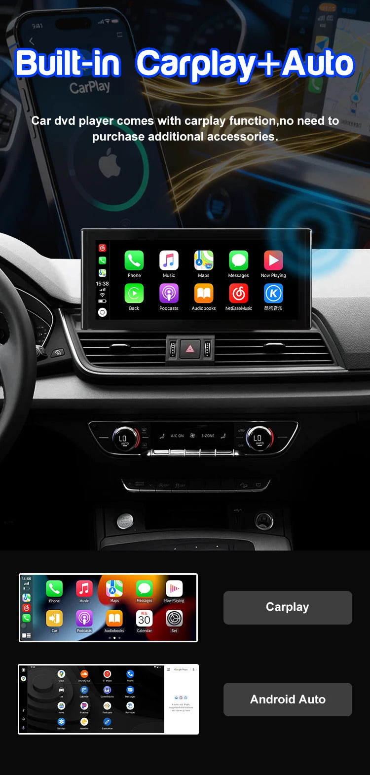 Krando 10.25'' Car Radio Auto NBT System For AUDI Q5/Q5L2018-2020 Wireless CarPlay Android display GPS Head Unit