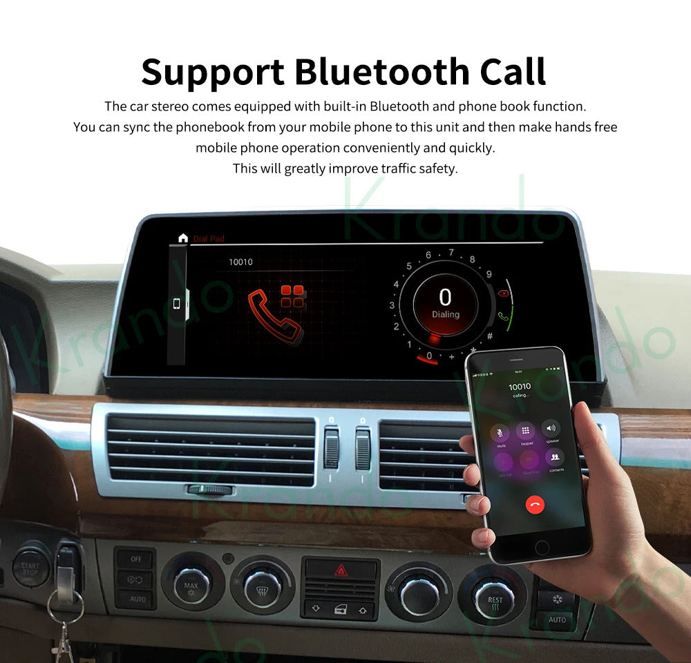 Krando 12.3'' GPS Navigation Carplay Car Radio For BMW 7 Series E65/E66 2004-2009 Video Player Stereo Auto GPS Navigation