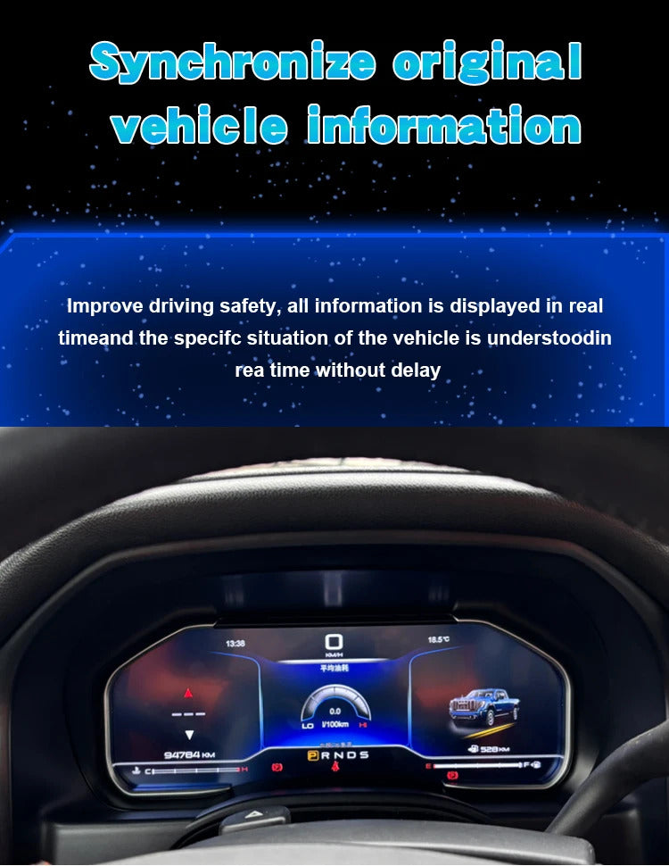 Krando 12.3'' Linux Upgrade Car Digital Cluster Instrument Cockpit for Chevrolet Silverado GMC Sierra 2013 - 2020 LCD Dashboard