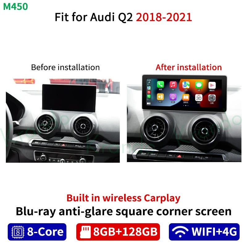 Krando 10.25 Inch Car Radio Android For AUDI Q2/Q2L 2018-2020 Stereo Multimedia Player GPS Navigation CarPlay Screen Head