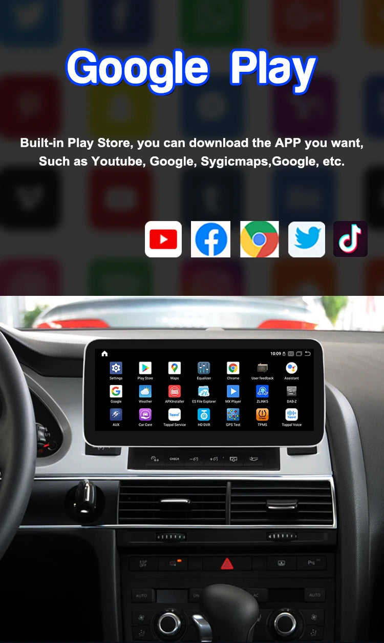 Krando 10.25 Inch DVD Auto Carplay Android Auto Radio For AUDI A6 A6L 2005-2011 CarPlay HD Touch Screen Head